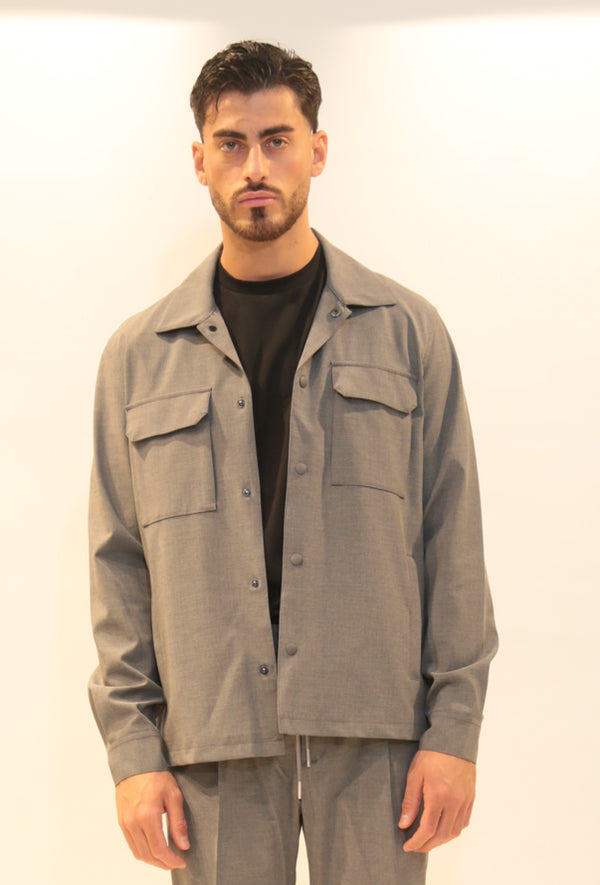 ANTONY MORATO - Camicia Grigio Melange Scuro Manica Lunga Uomo A/I 2025-26