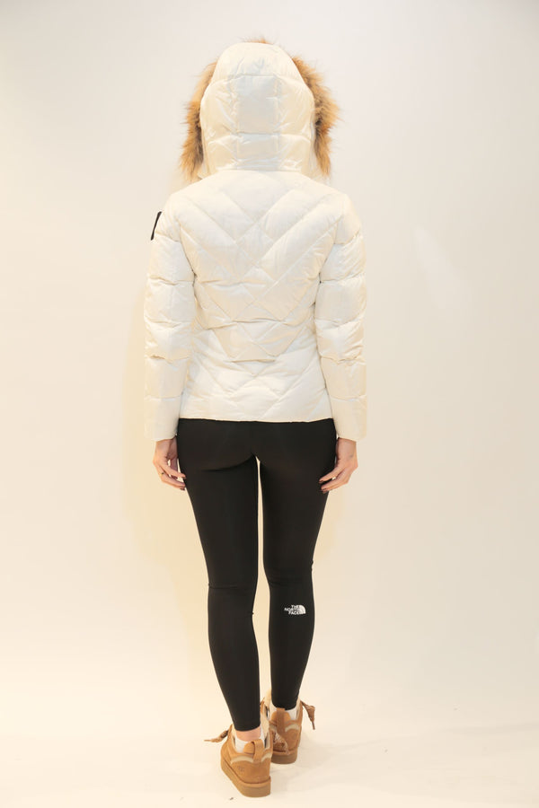 BLAUER - Piumino a Linee Geometriche Alicia Bianco Donna A/I 2025-26