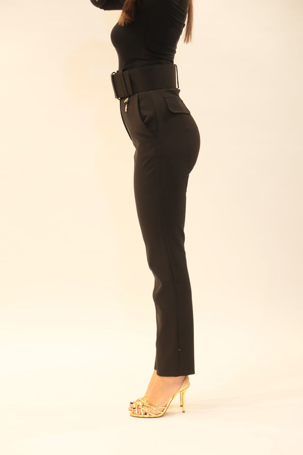 Pantalone RELISH Donna Modello RDA2507006057 Lorem Vita Alta Cinturone Black Collezione A/I 2025/26