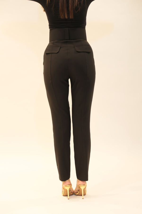 Pantalone RELISH Donna Modello RDA2507006057 Lorem Vita Alta Cinturone Black Collezione A/I 2025/26