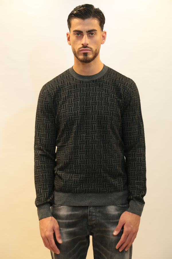 Maglione Girocollo Uomo DIKTAT DK97020 Scacchi Viscosa Cashmere - Collezione A/I 2025/26