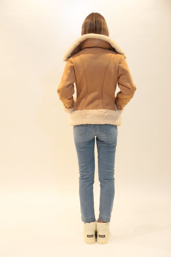 Giacca Shearling Corta Donna FRACOMINA con Pelliccia Ecologica - Collezione A/I 2025/26