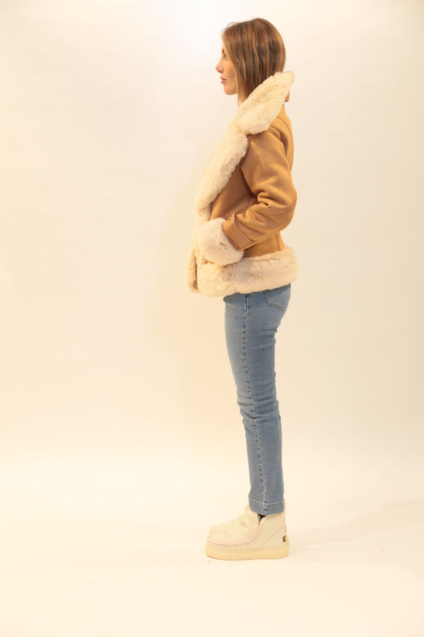 Giacca Shearling Corta Donna FRACOMINA con Pelliccia Ecologica - Collezione A/I 2025/26