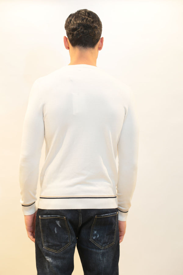 Girocollo a Righe in Viscosa MARKUP Uomo MK9900084 Latte AI 2025/26