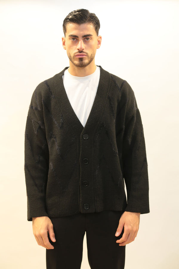 Cardigan Oversize I'M BRIAN Uomo MA3418 Nero/Beige AI 2025/26