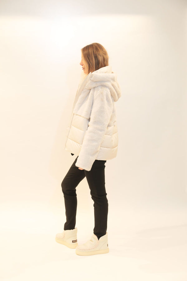 BLAUER - Giubbetto Nylon con Pelliccia Eco Nero e Panna Donna A/I 2025/26