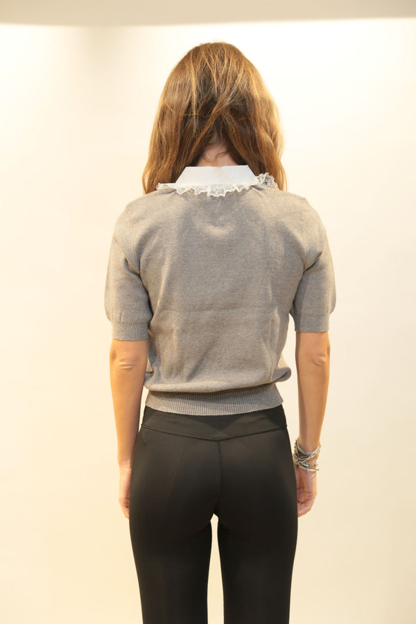 Maglione Maniche Corte Donna FRACOMINA con Dettagli Decorativi - Collezione A/I 2025/26