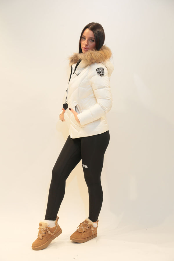 BLAUER - Piumino a Linee Geometriche Alicia Bianco Donna A/I 2025-26