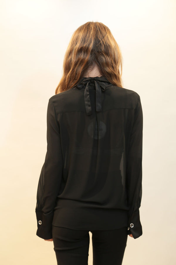 Camicia RELISH Donna Modello RCA2503009004 Vulec Raso Collana Strass Fusciacca Black Collezione A/I 2025/26