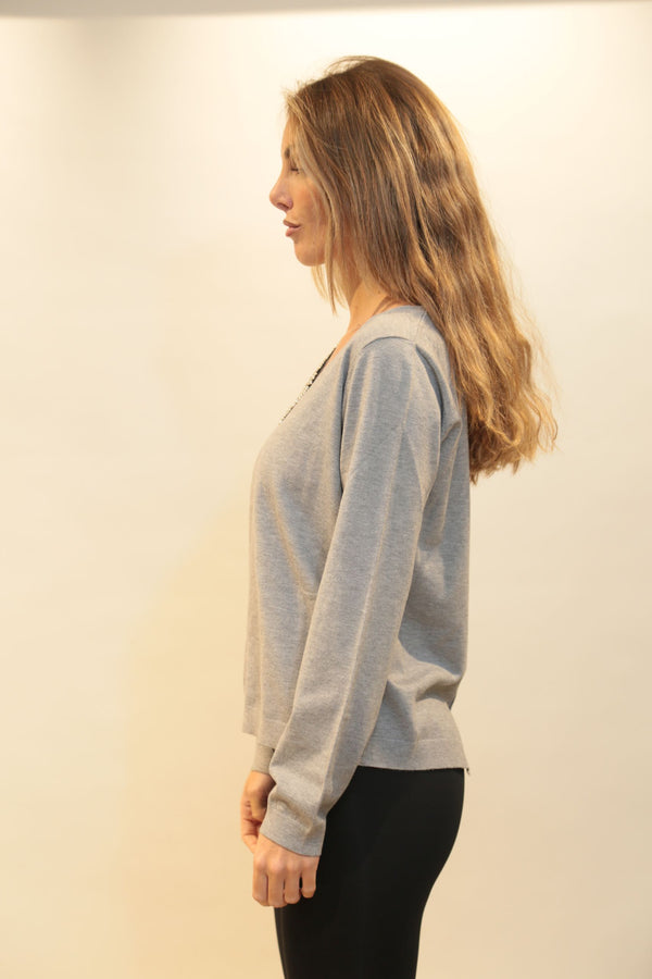 RELISH Maglia Levita Scollo V con Applicazioni Perline e Strass Donna Autunno/Inverno 2025/26