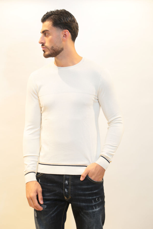 Girocollo a Righe in Viscosa MARKUP Uomo MK9900084 Latte AI 2025/26