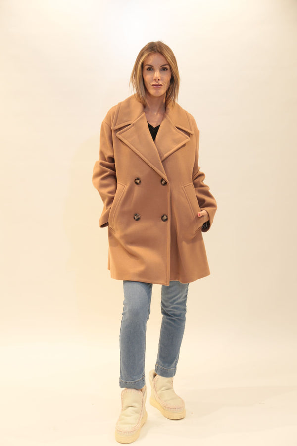 FRACOMINA - Cappotto Oversize Animalier Caramello Donna A/I 2025/26