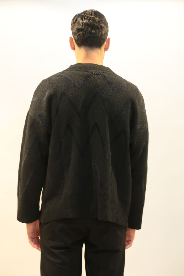 Cardigan Oversize I'M BRIAN Uomo MA3418 Nero/Beige AI 2025/26