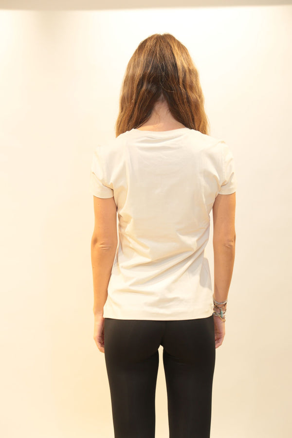 Maglietta GUESS Donna Triangle Flowers Bianco/Rosa - Collezione A/I 2025/26