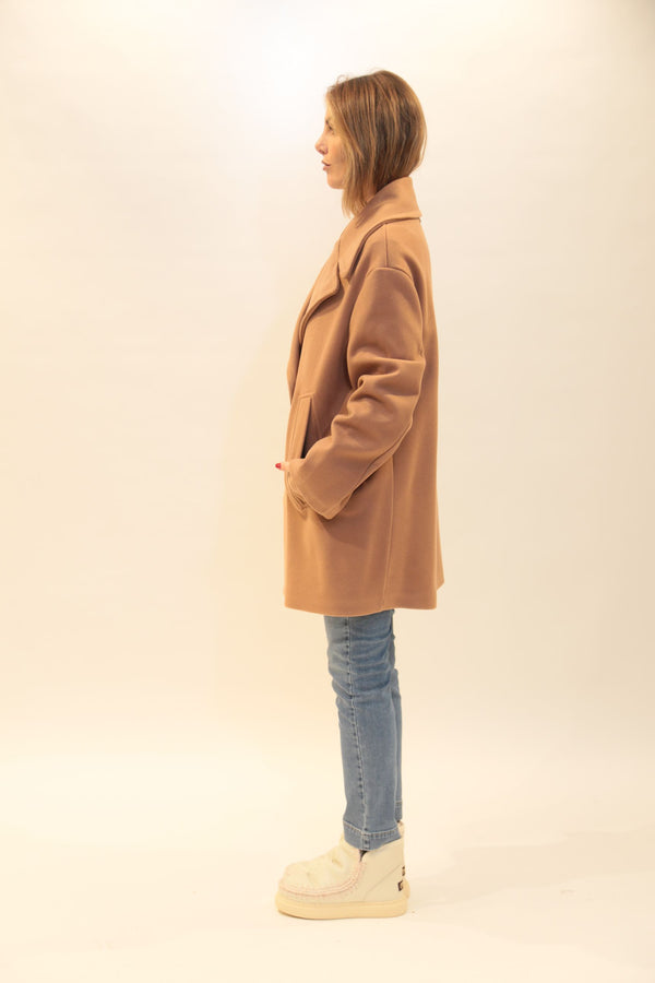 FRACOMINA - Cappotto Oversize Animalier Caramello Donna A/I 2025/26