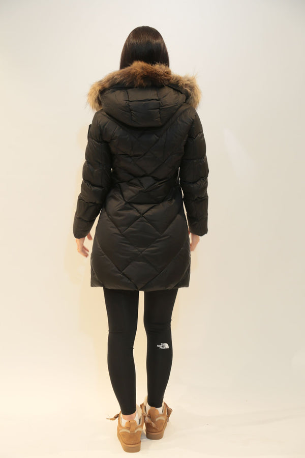 BLAUER - Piumino Lungo a Linee Geometriche Althea Nero Donna A/I 2025-26