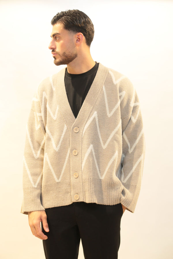 Cardigan Oversize I'M BRIAN Uomo MA3418 Nero/Beige AI 2025/26