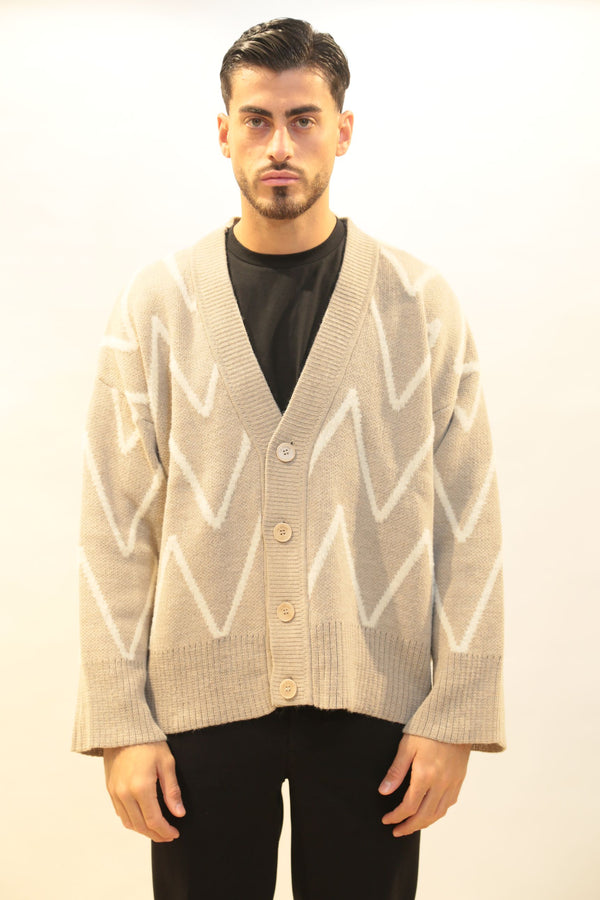 Cardigan Oversize I'M BRIAN Uomo MA3418 Nero/Beige AI 2025/26