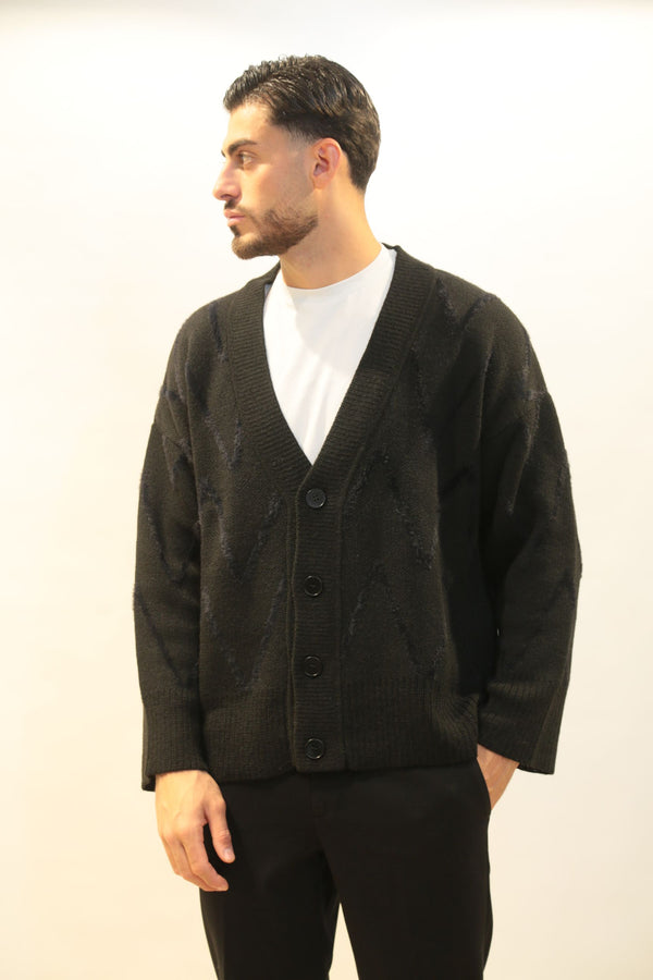 Cardigan Oversize I'M BRIAN Uomo MA3418 Nero/Beige AI 2025/26