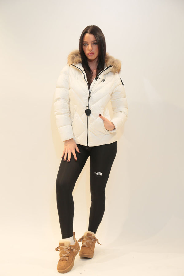 BLAUER - Piumino a Linee Geometriche Alicia Bianco Donna A/I 2025-26