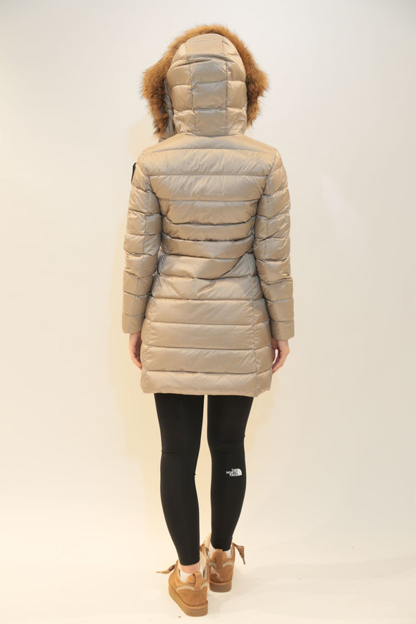 BLAUER - Piumino Lungo con Pelliccia Kristin Nero e Oro Donna A/I 2025/26