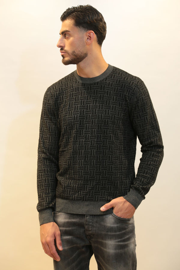 Maglione Girocollo Uomo DIKTAT DK97020 Scacchi Viscosa Cashmere - Collezione A/I 2025/26