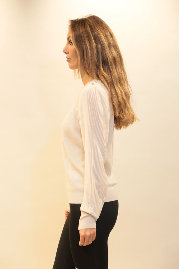 Maglione Donna FRACOMINA con Maniche Plissettate  - Collezione A/I 2025/26