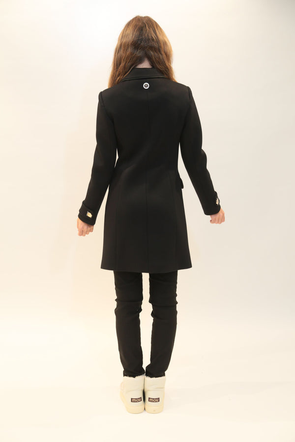 FRACOMINA - Cappotto Aderente Nero con Zip Donna
