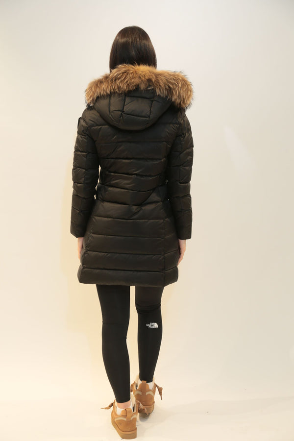 BLAUER - Piumino Lungo con Pelliccia Kristin Nero e Oro Donna A/I 2025/26