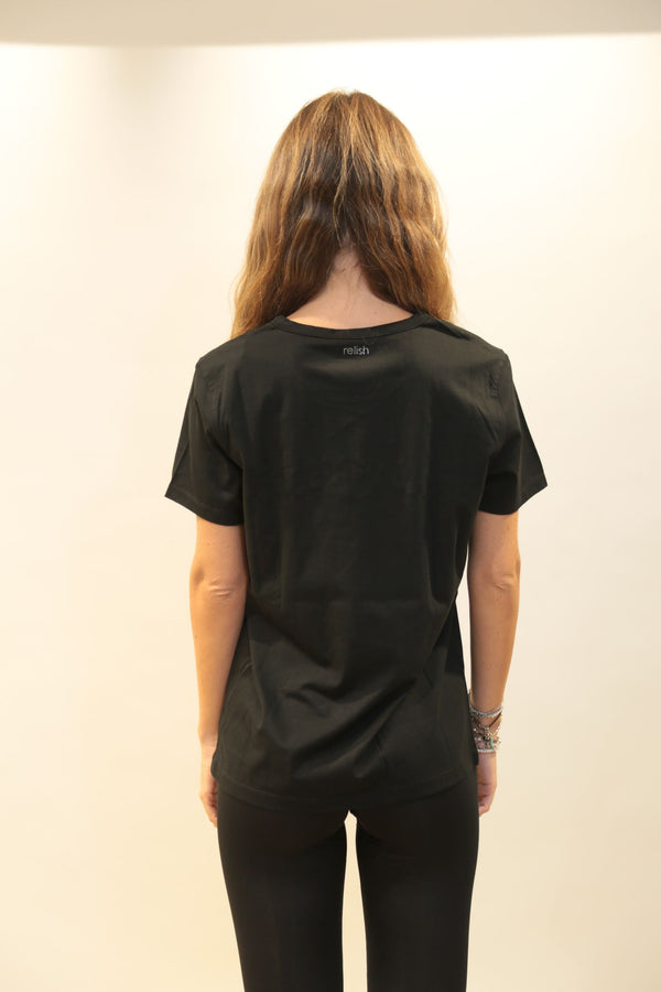 T-Shirt RELISH Donna Modello RDA2501033004 Reels Stampa Pietre Strass Collezione A/I 2025/26