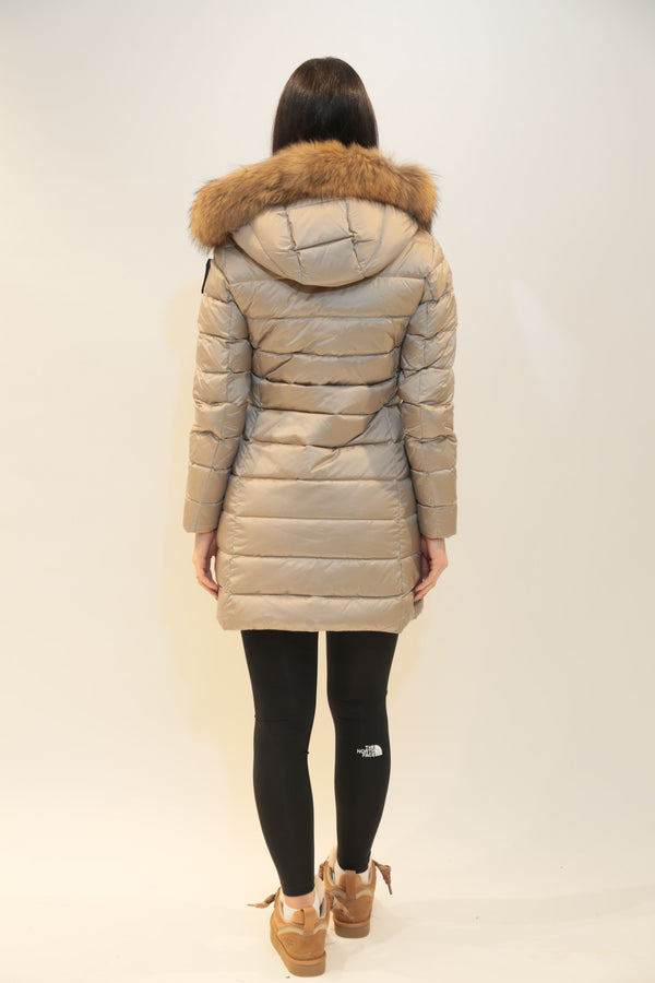 BLAUER - Piumino Lungo con Pelliccia Kristin Nero e Oro Donna A/I 2025/26