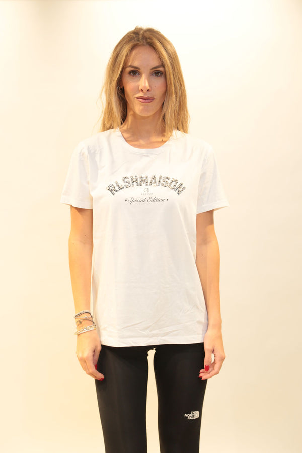 T-Shirt RELISH Donna Modello RDA2501033004 Reels Stampa Pietre Strass Collezione A/I 2025/26