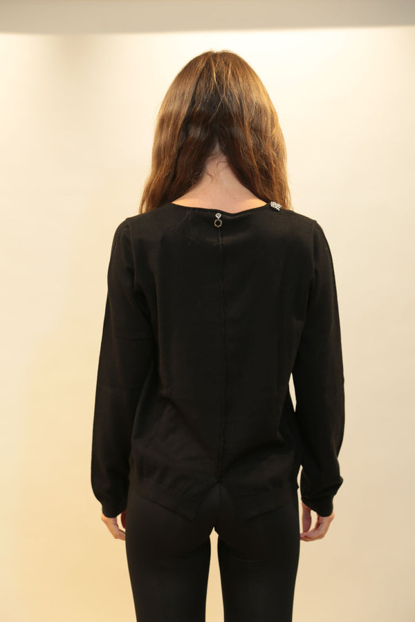 RELISH Maglia Levita Scollo V con Applicazioni Perline e Strass Donna Autunno/Inverno 2025/26