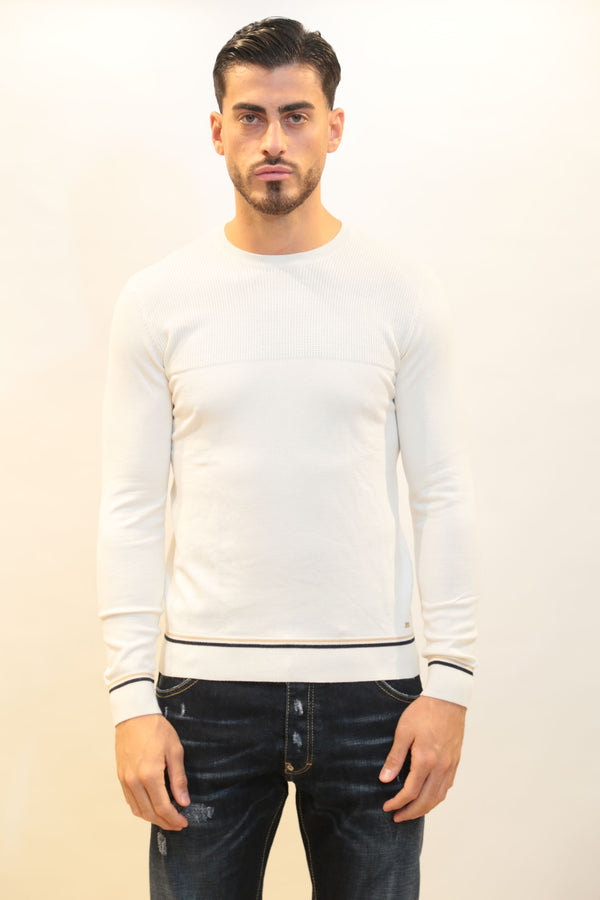 Girocollo a Righe in Viscosa MARKUP Uomo MK9900084 Latte AI 2025/26