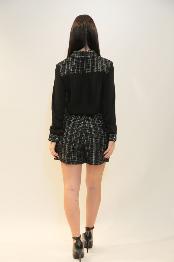 Short Donna GUESS SANDRA TWEED SHORT Jet Black - Collezione A/I 2025/26