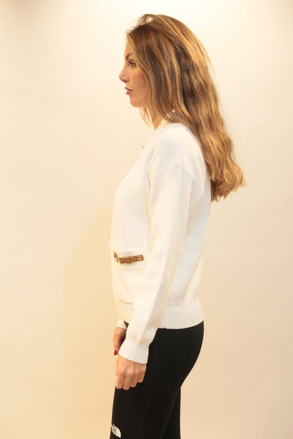 RELISH Cardigan Castelrosso con Zip Tasche e Cinturini Ecopelle Donna Autunno/Inverno 2025/26