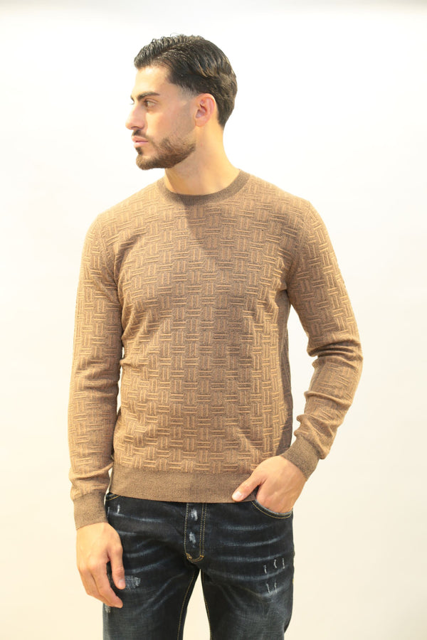 Maglione Girocollo Uomo DIKTAT DK97020 Scacchi Viscosa Cashmere - Collezione A/I 2025/26